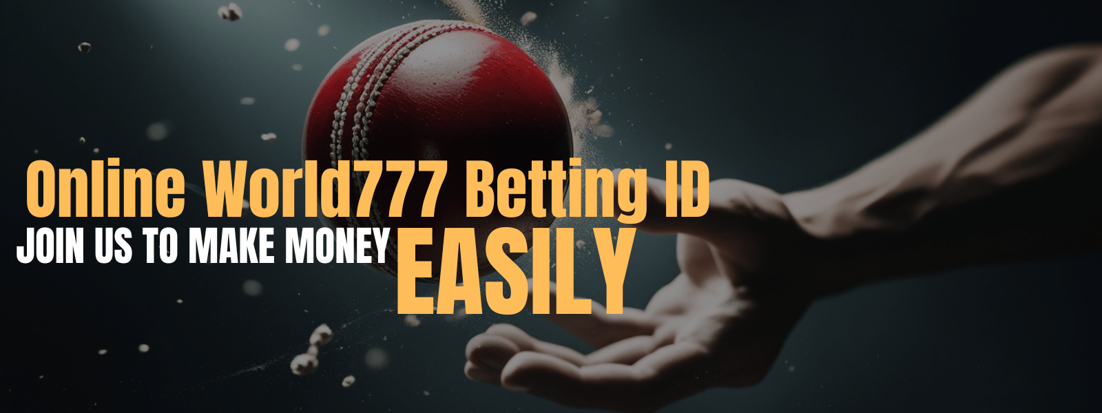 Cricket ball toss with World777 betting ad background