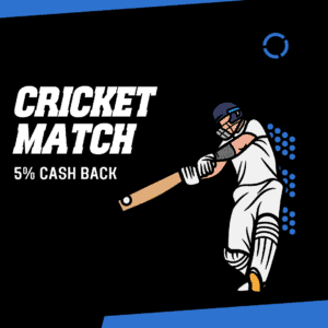 Cricket match cashback banner with batsman illustration – OnlineAmbaniBook betting offer